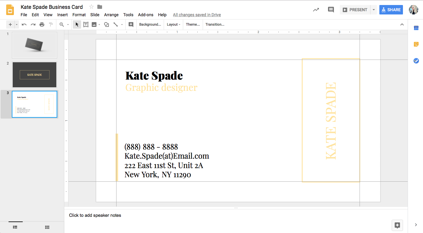 Kate Spade Business Card Template For Google Docs - Stand With Google Docs Business Card Template