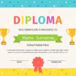 Kid Diploma, Certificate. Vector. Preschool, Kindergarten, School.. In Star Award Certificate Template