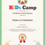 Kids Certificate Template For Camping Participation Throughout Templates For Certificates Of Participation