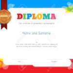 Kids Diploma Or Certificate Template With Colorful Background Intended For Free Printable Certificate Templates For Kids