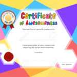 Kids Diploma Or Certificate Template With Colorful Background Regarding Free Kids Certificate Templates