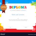 Kids Diploma Or Certificate Template With Within Preschool Graduation Certificate Template Free