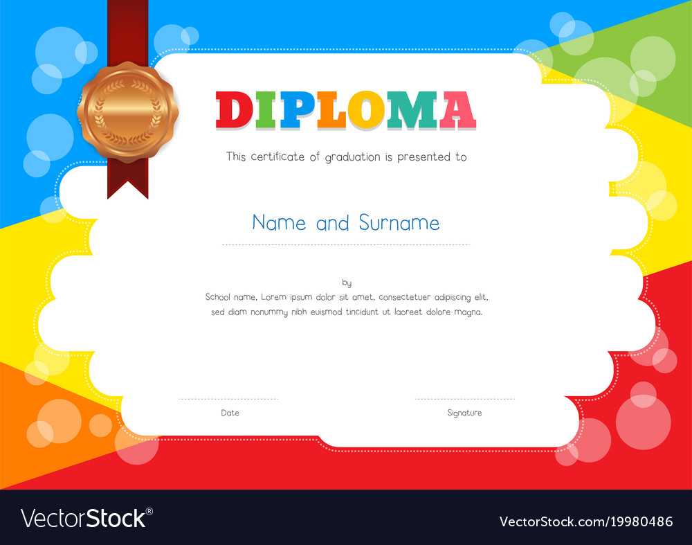 Kids Diploma Or Certificate Template With Within Preschool Graduation Certificate Template Free