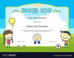 Kids Summer Camp Certificate Document Template throughout Summer Camp Certificate Template