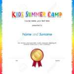Kids Summer Camp Diploma Or Certificate Template Award Seal With.. Within Certificate Of Achievement Template For Kids