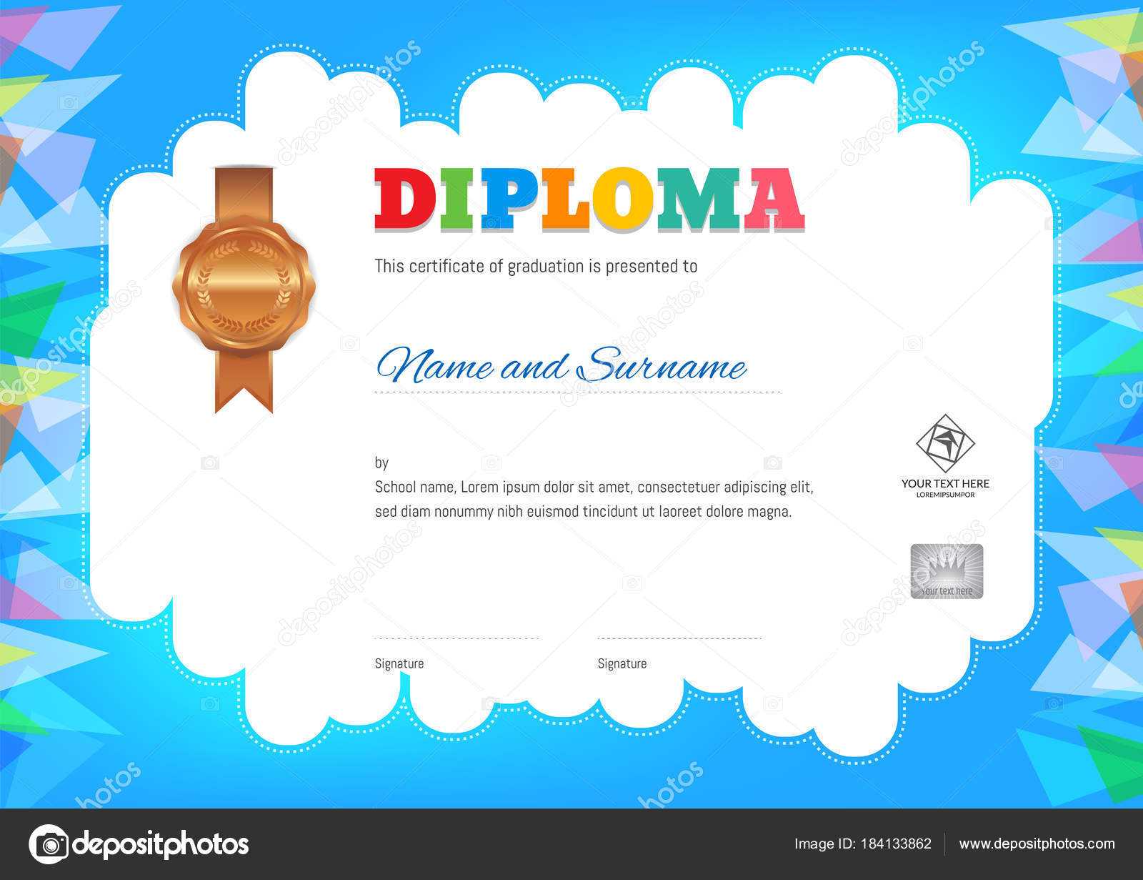Kids Summer Camp Diploma Or Certificate Template — Stock For Summer Camp Certificate Template