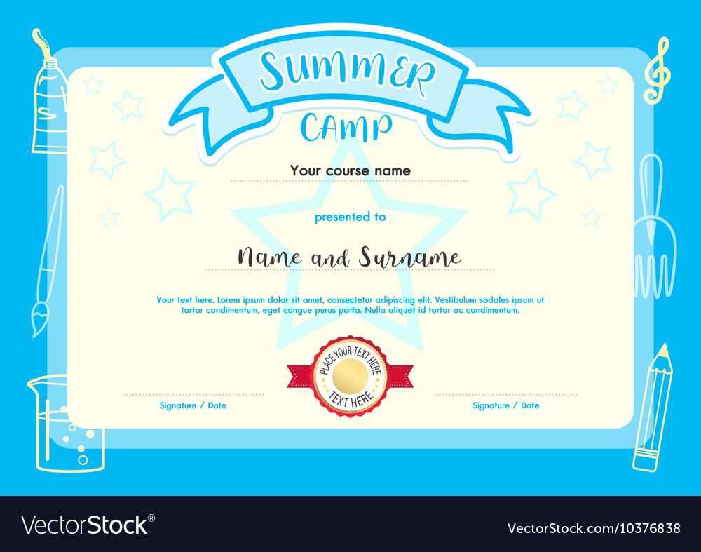 Kids Summer Camp Document Certificate Template Pertaining To Summer Camp Certificate Template