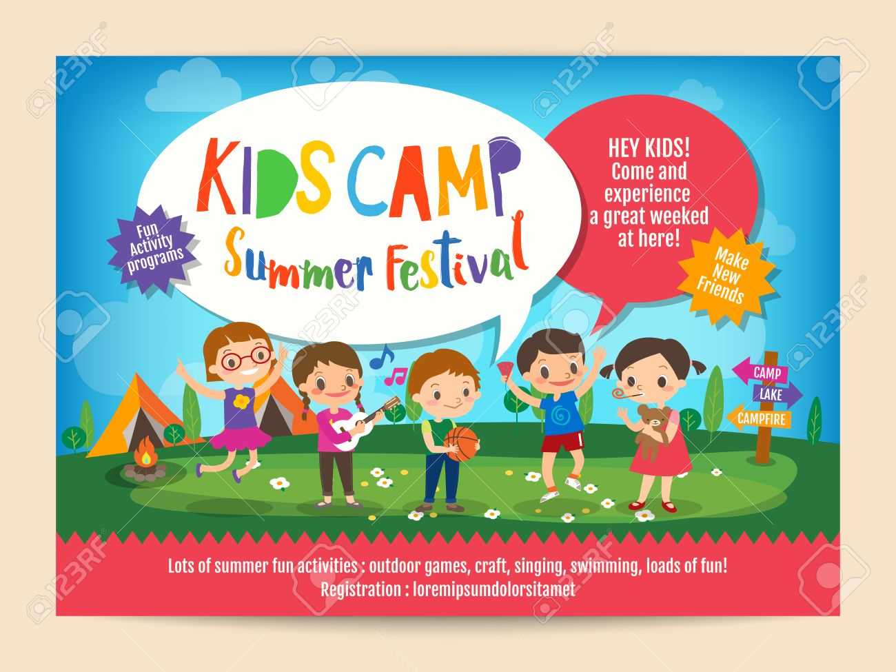 Kids Summer Camp Education Advertising Poster Flyer Template.. Inside Summer Camp Brochure Template Free Download