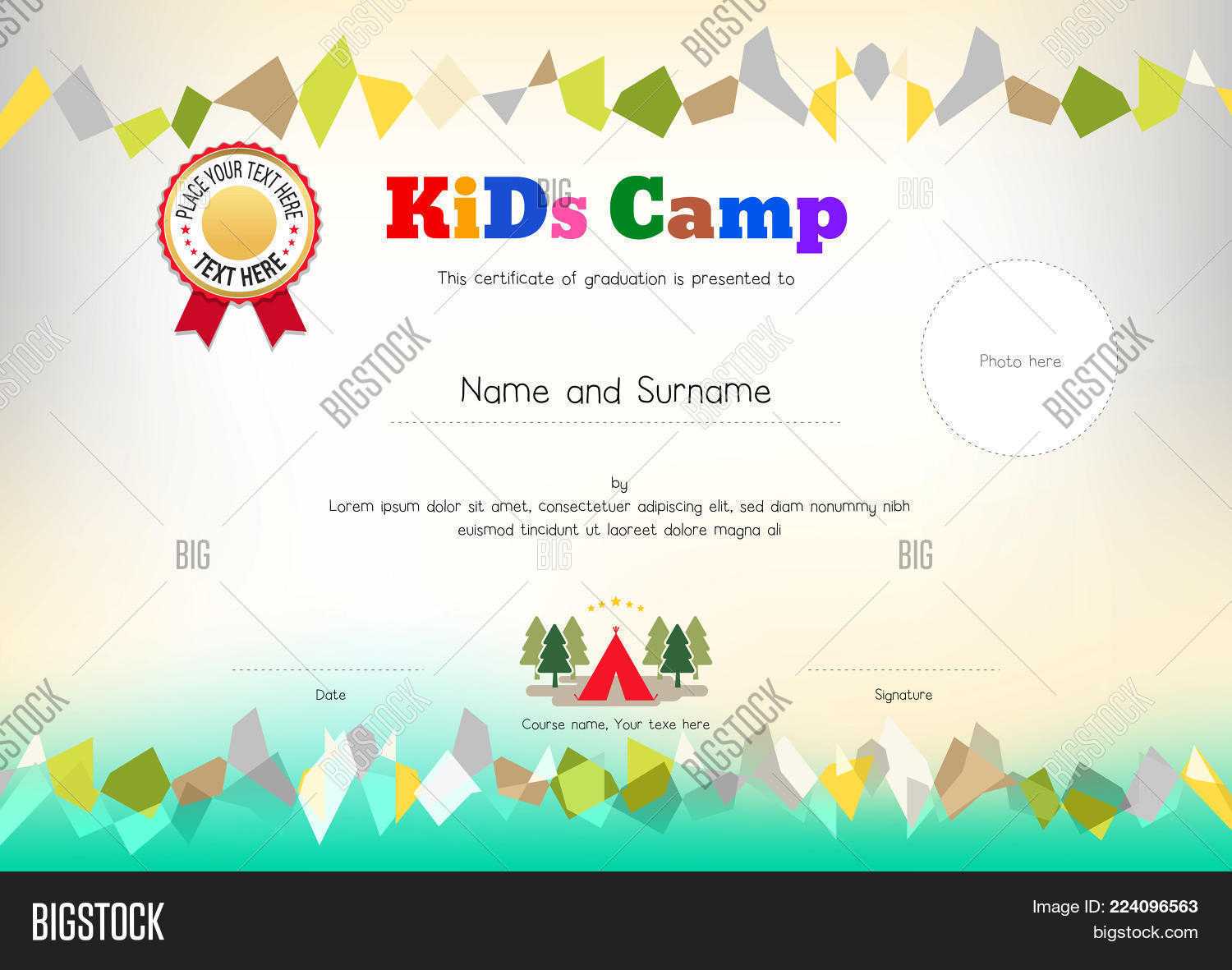 Kids Summer Camp Vector & Photo (Free Trial) | Bigstock Pertaining To Summer Camp Certificate Template
