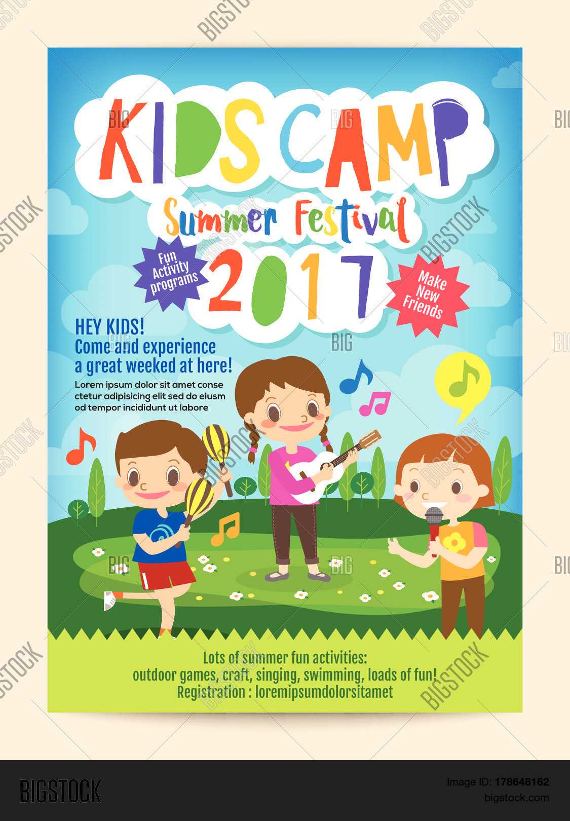 Kids Summer Camp Vector & Photo (Free Trial) | Bigstock With Summer Camp Brochure Template Free Download
