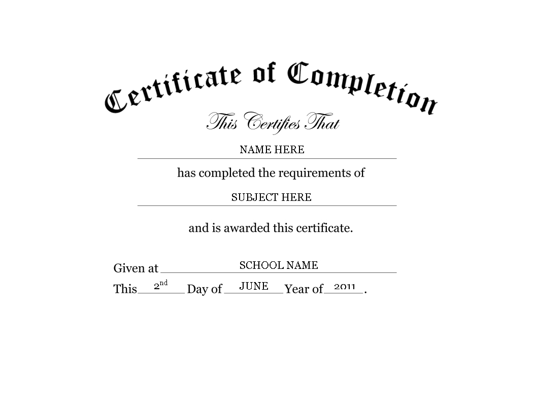 Kindergarten Preschool Certificate Of Completion Word Intended For Certificate Of Completion Word Template