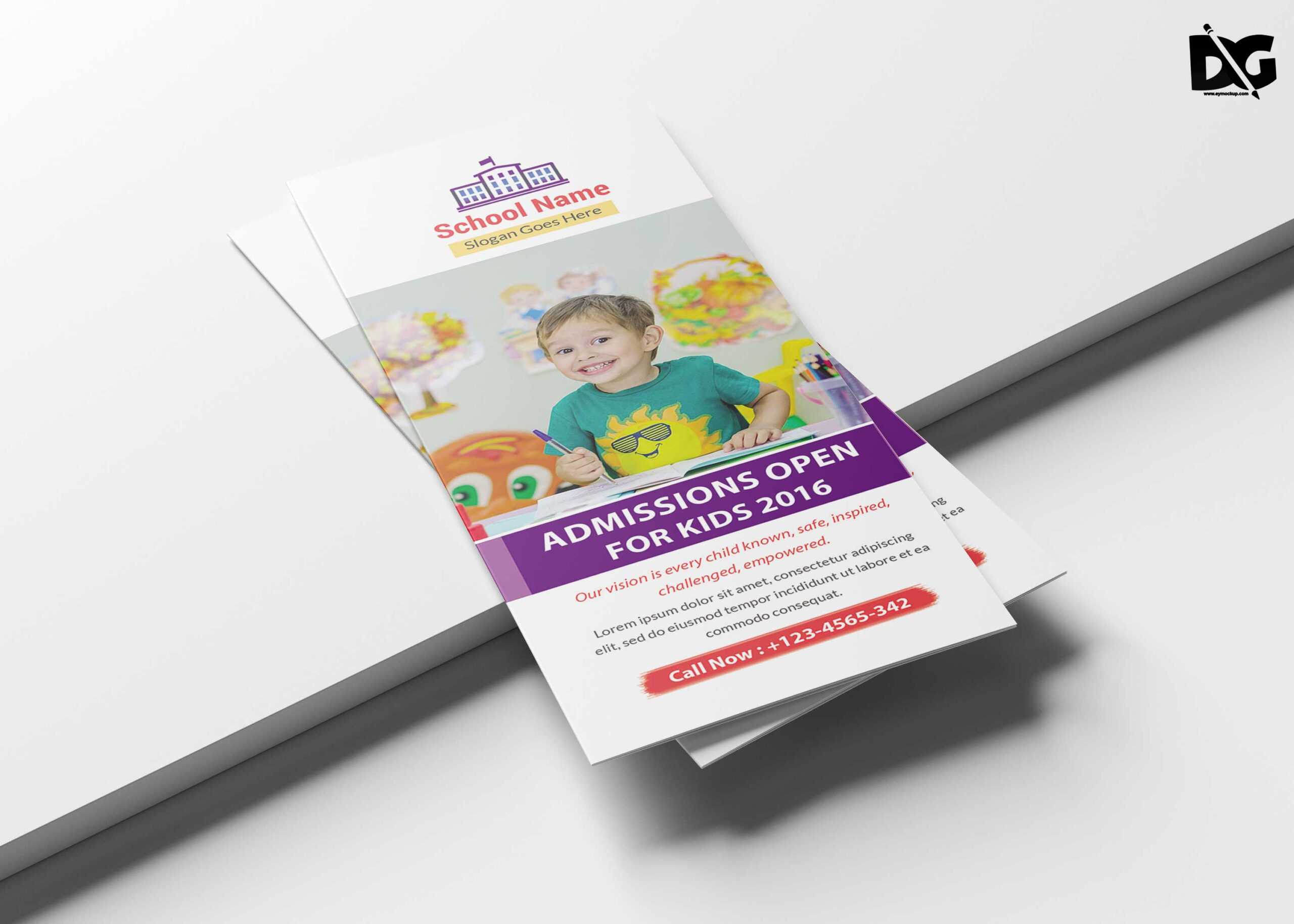 Kindergarten School Tri Fold Brochure Design Template Throughout Tri Fold School Brochure Template