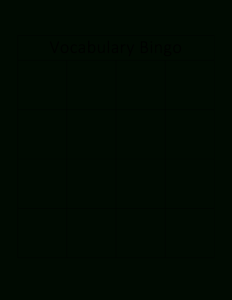 Kostenloses Vocabulary Bingo Card with Bingo Card Template Word