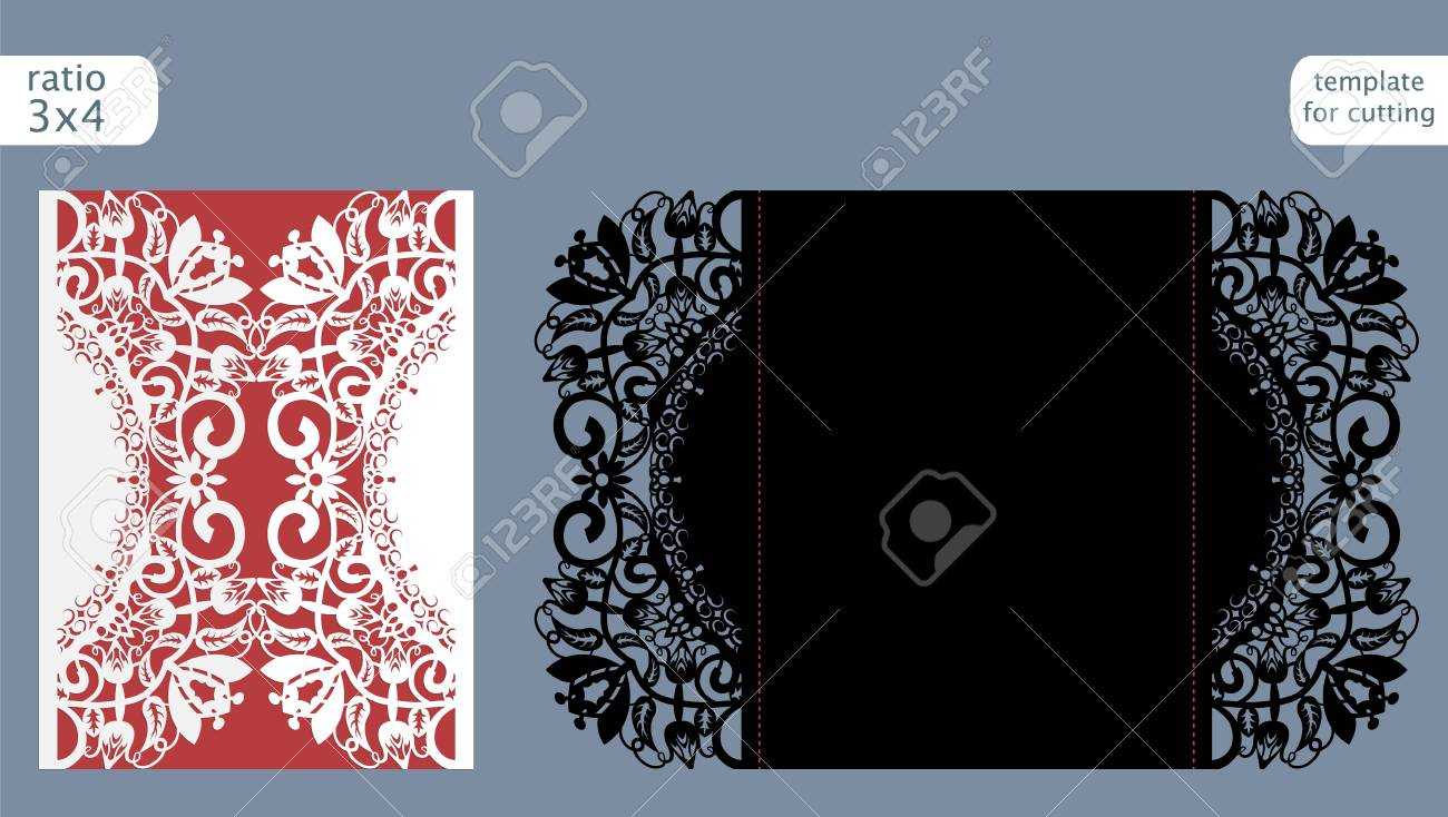 Laser Cut Wedding Invitation Card Template Vector. Die Cut Paper Card With  Abstract Pattern. Cutout Paper Gate Fold Card For Laser Cutting Or Die With Regard To Fold Out Card Template