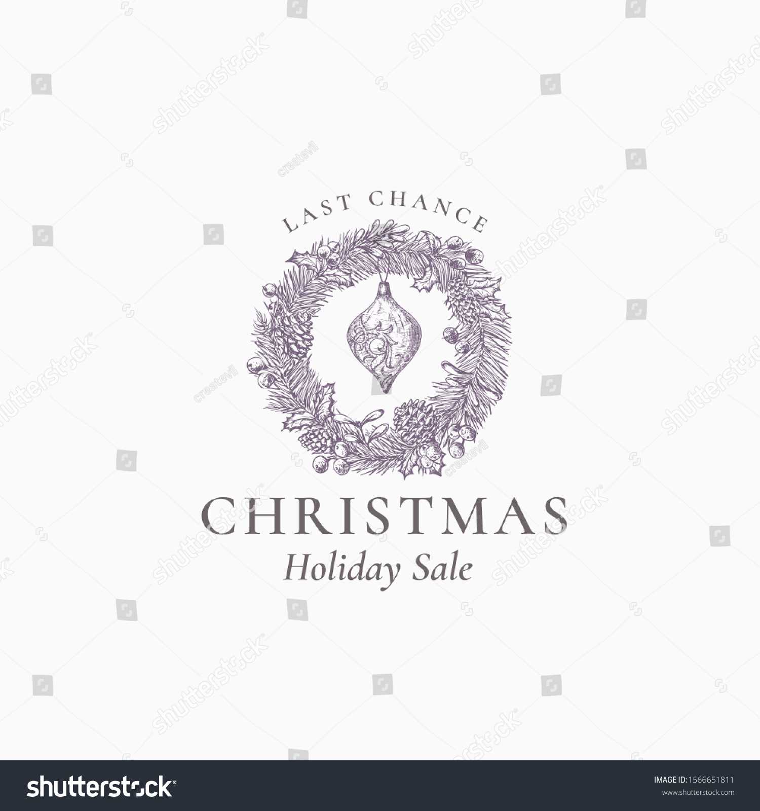 Last Chance Christmas Sale Discount Sketch Stock Vector With Chance Card Template