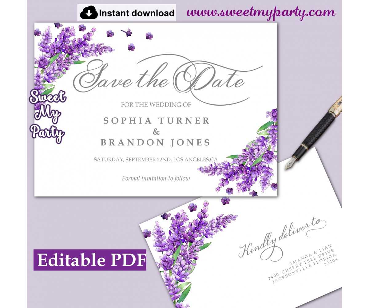 Lavender Save The Date Card Printable Template,save The Date Card,(131) Throughout Save The Date Cards Templates