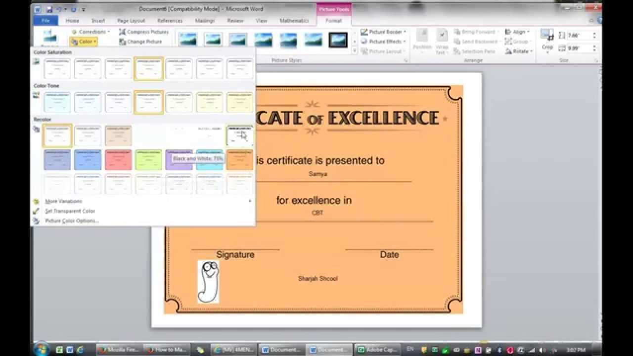 Lesson 2: Learning How To Make Certificate (Ms Word 2010) With Regard To Word 2013 Certificate Template