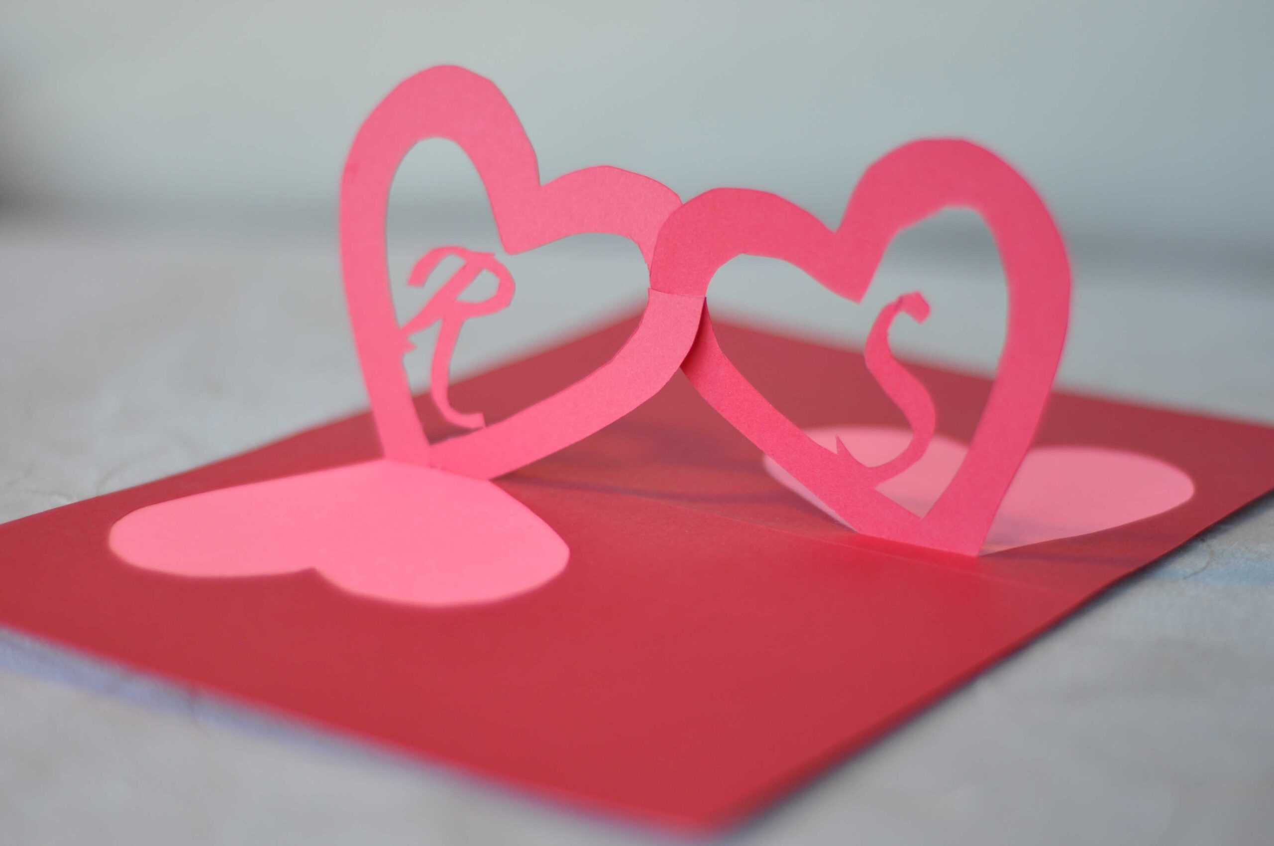 Linked Hearts Pop Up Card Template For 3D Heart Pop Up Card Template Pdf