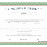 Llc Membership Certificate – Free Template For Certificate Of Ownership Template
