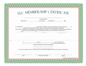 Llc Membership Certificate - Free Template pertaining to Llc Membership Certificate Template Word