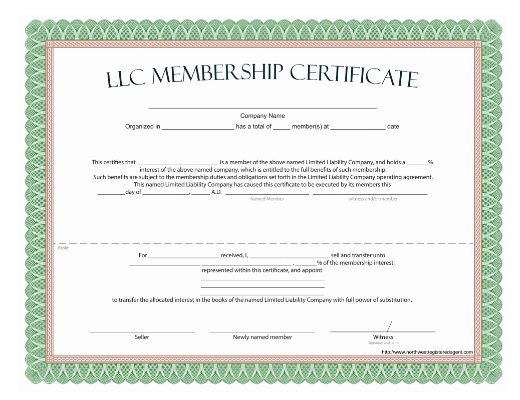 Llc Membership Certificate – Free Template Pertaining To Llc Membership Certificate Template
