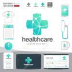 Logo Design Medical Healthcare Or Hospital And Business Card Template With  Clean And Modern Flat Pattern,corporate Identity,vector Illustrator With Regard To Hospital Id Card Template