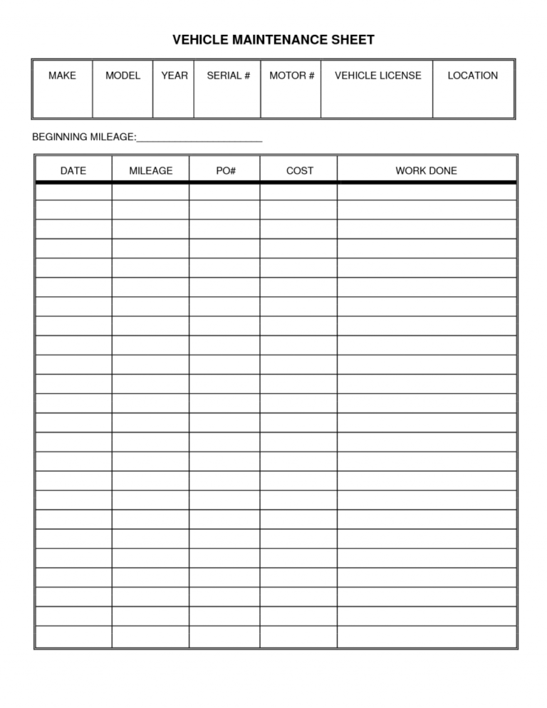 Maintenance Spreadsheet Template Vehicle Log Sheet Building Inside Maintenance Spreadsheet Template Vehicle Log Sheet Building Inside