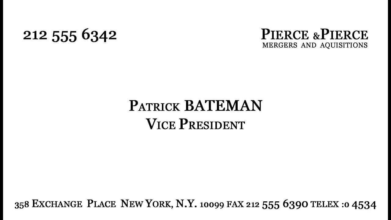 Make Patrick Bateman's Business Card – Youtube Intended For Paul Allen Business Card Template
