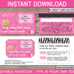 Mall Scavenger Hunt Invitations Template – Pink Zebra Inside Credit Card Template For Kids
