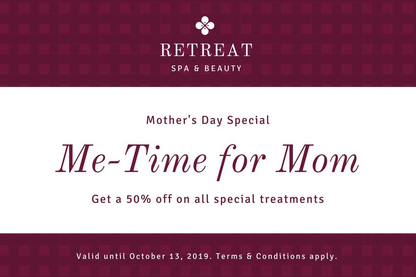 Maroon Pattern Mother's Day Gift Certificate – Templates For Spa Day Gift Certificate Template