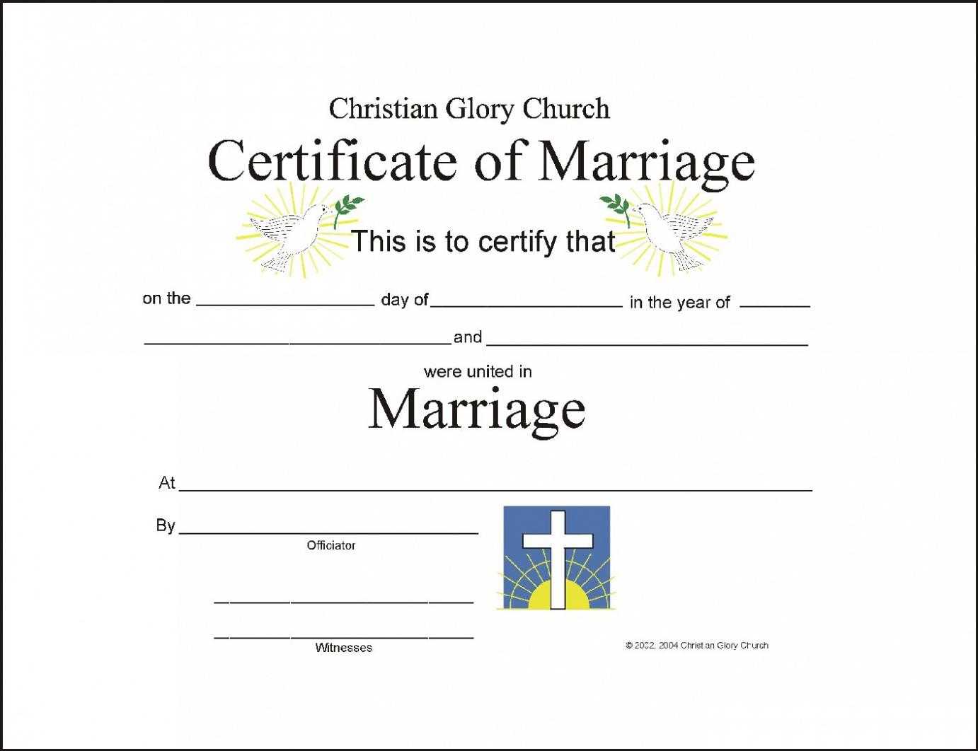 Marriage Certificate Template – Certificate Templates Pertaining To Blank Adoption Certificate Template