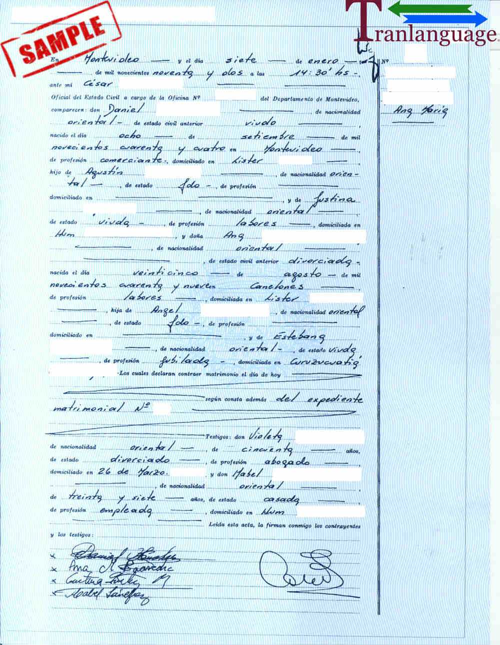 Marriage Certificate Uruguay Pertaining To Marriage Certificate Translation Template
