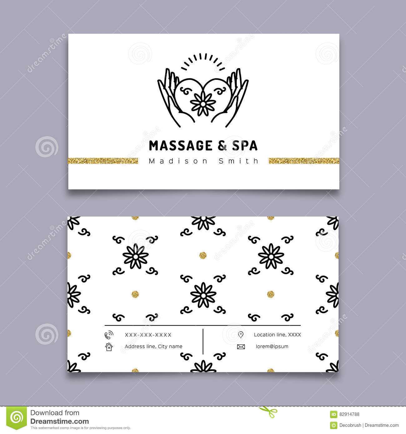 Massage And Spa Therapy Business Card Template, Trendy Line With Massage Therapy Business Card Templates