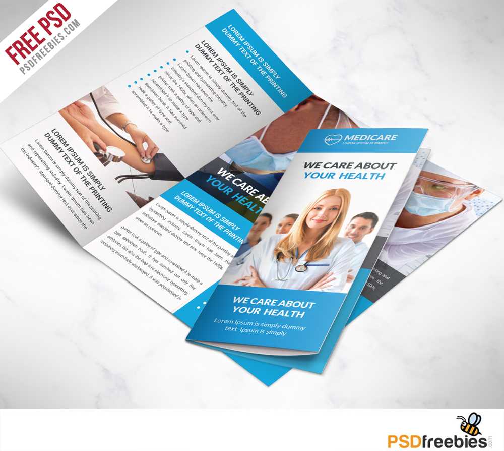 Medical Care And Hospital Trifold Brochure Template Free Psd In Free Online Tri Fold Brochure Template