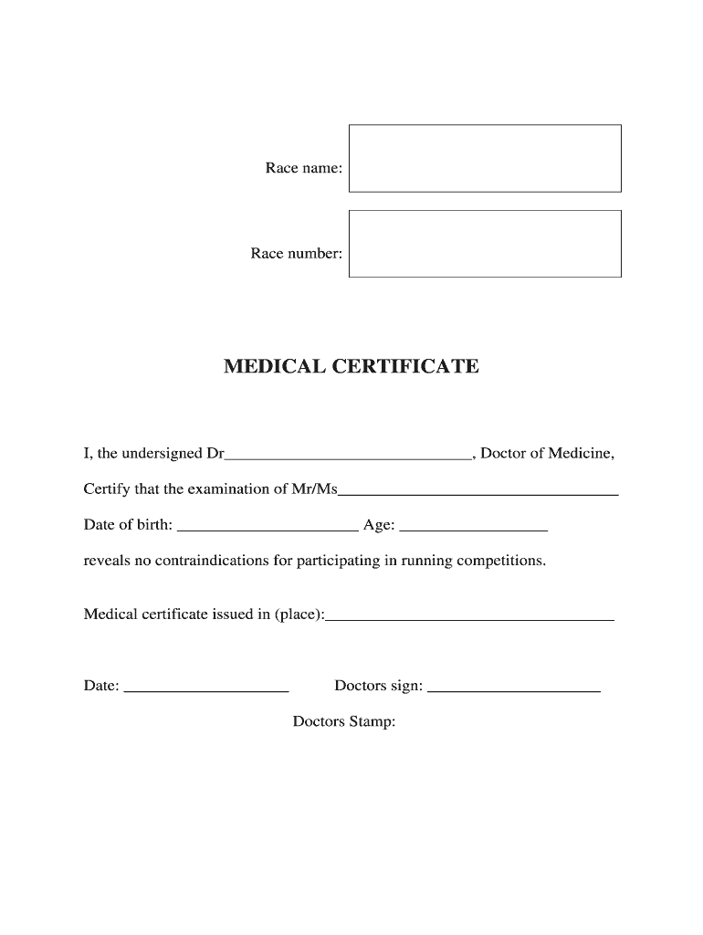 Medical Certificate Form – Fill Online, Printable, Fillable With Regard To Running Certificates Templates Free