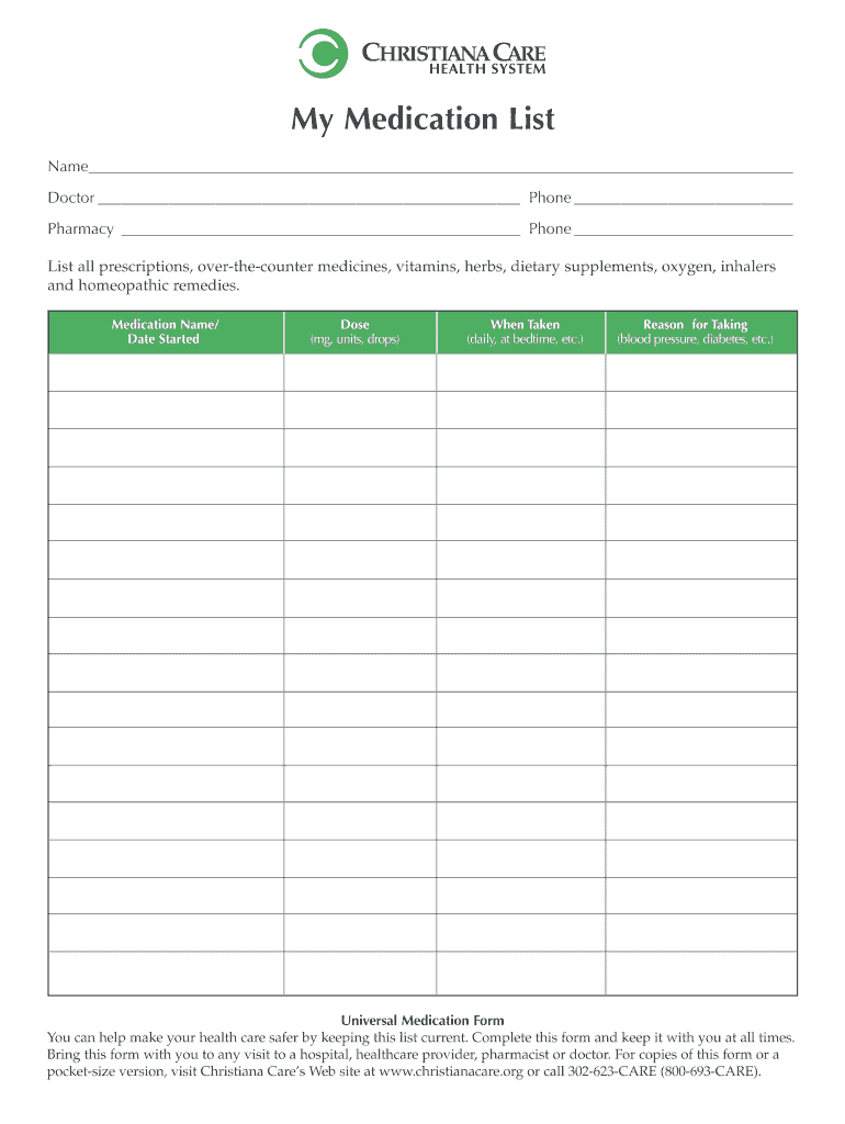 Medication List Form - Fill Online, Printable, Fillable Within Medication Card Template