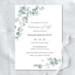 Memorial Service Invitation Templates Eucalyptus Greenery Throughout Celebrate It Templates Place Cards