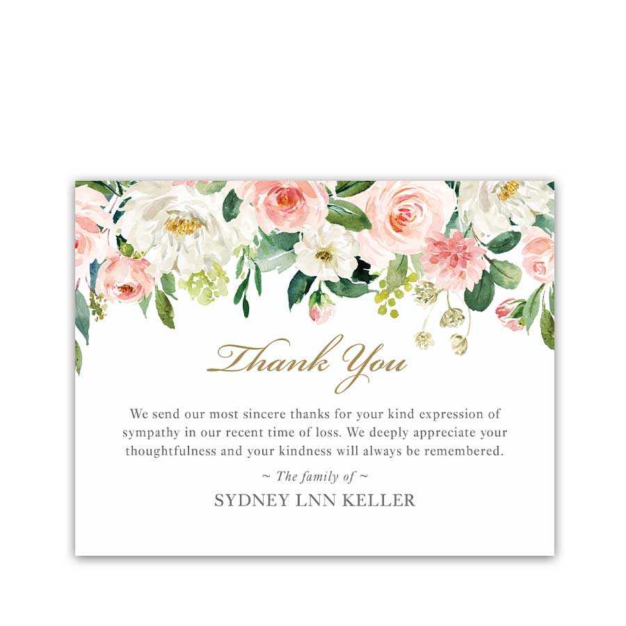 Memorial Thank You Card Template For Funerals Blush Template Inside Sympathy Thank You Card Template