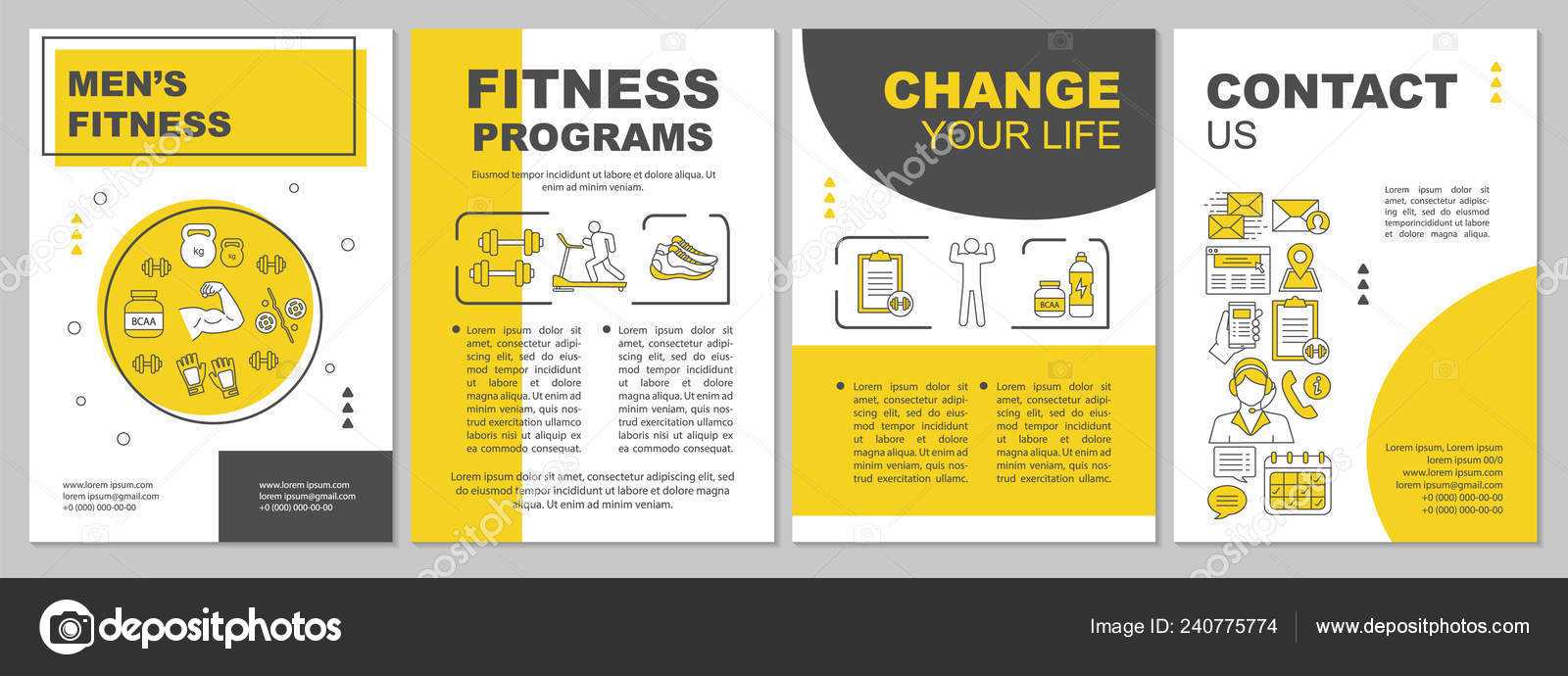 Men Fitness Brochure Template Layout Flyer Booklet Leaflet Within Membership Brochure Template