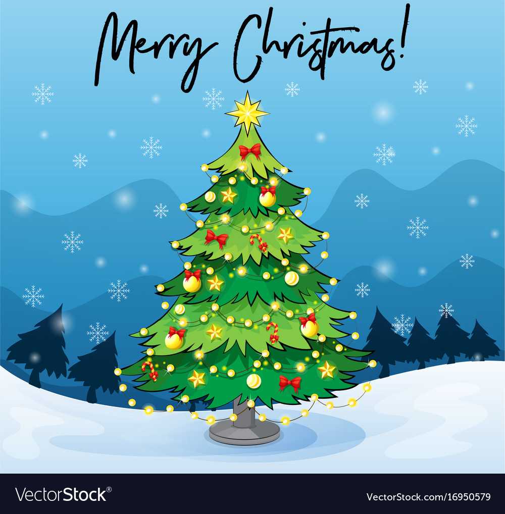 Merry Christmas Card Template With Christmas Tree Regarding Adobe Illustrator Christmas Card Template