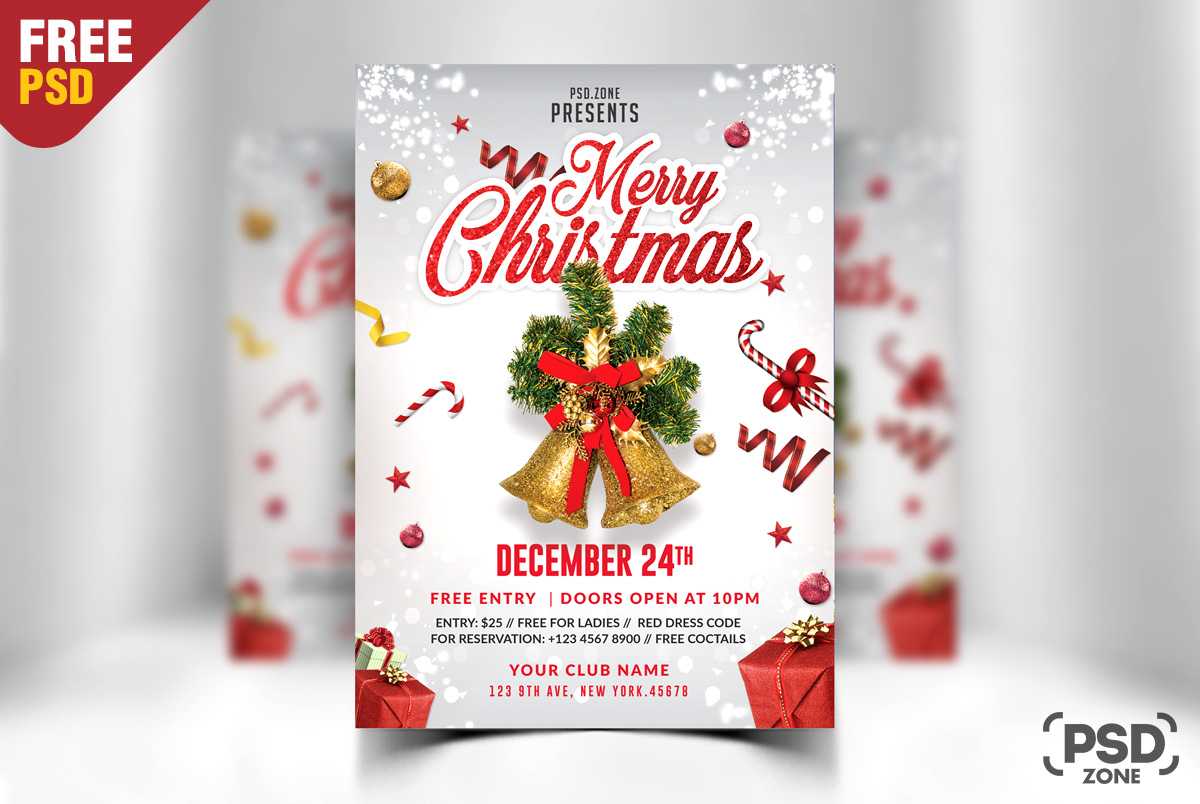 Merry Christmas Flyer Free Psd – Psd Zone For Free Christmas Card Templates For Photoshop
