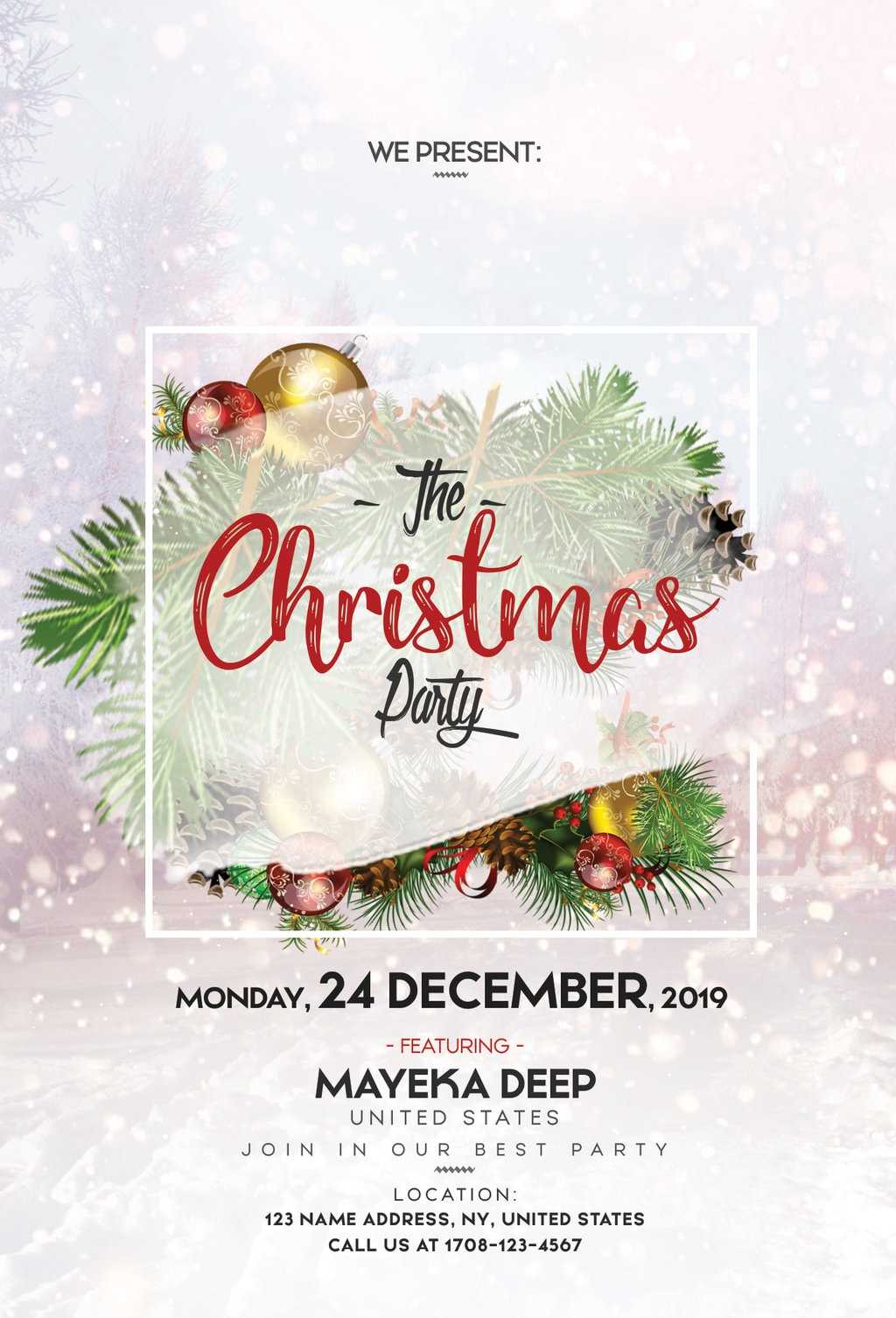 Merry Christmas Free Psd Flyer Template | Freebiedesign For Christmas Brochure Templates Free