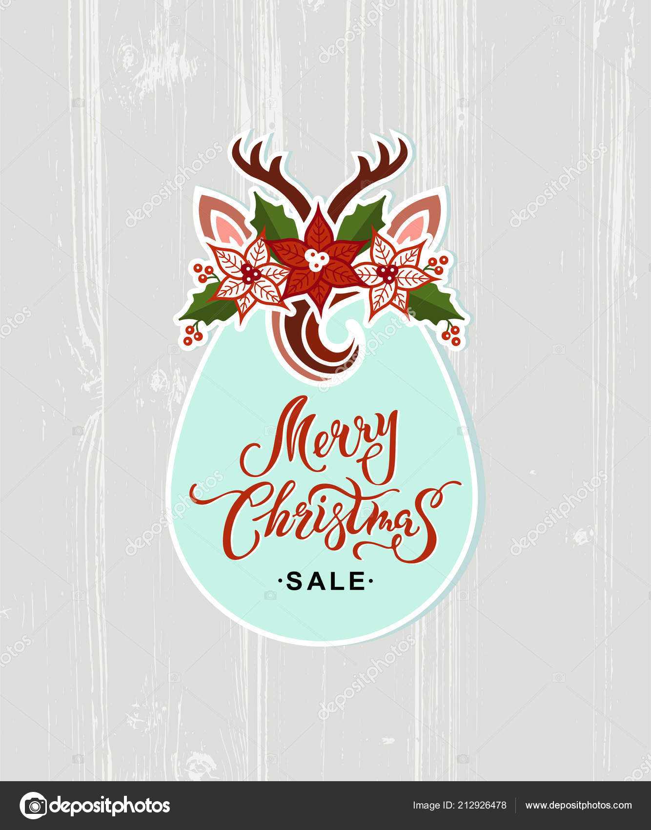 Merry Christmas Sale Card Deer Headband Handwritten Within Headband Card Template