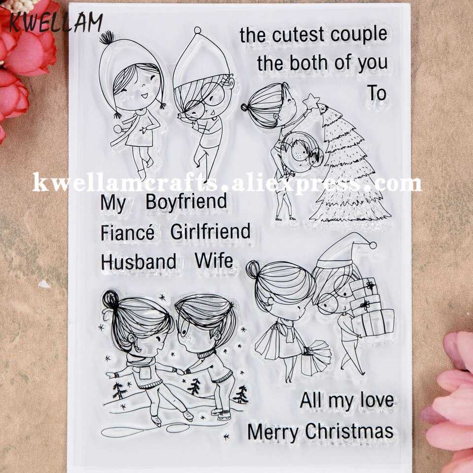 Merry Christmas Tree Boyfriend Girlfriend Couple Scrapbook Photo Cards  Rubber Stamp Clear Stamp Transparent Stamp 9062412 Pertaining To Boyfriend Report Card Template