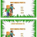 Minecraft Birthday Invitation Template Minecraft Birthday Intended For Minecraft Birthday Card Template