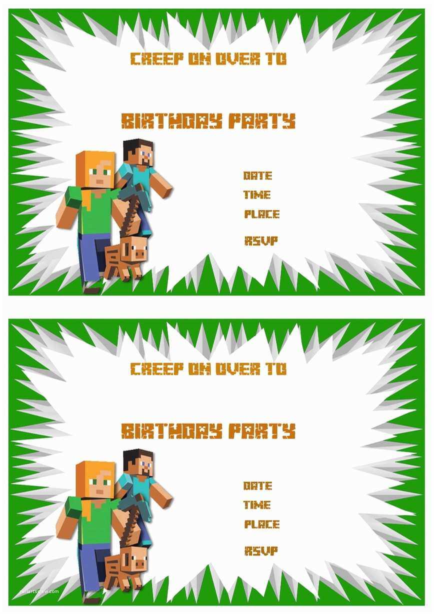 Minecraft Birthday Invitation Template Minecraft Birthday Intended For Minecraft Birthday Card Template