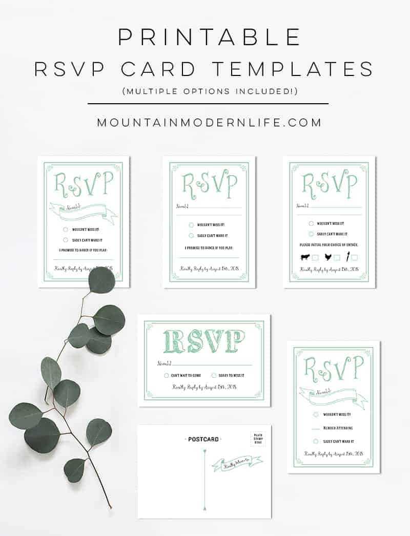 Mint Rustic Diy Rsvp Card In Template For Rsvp Cards For Wedding