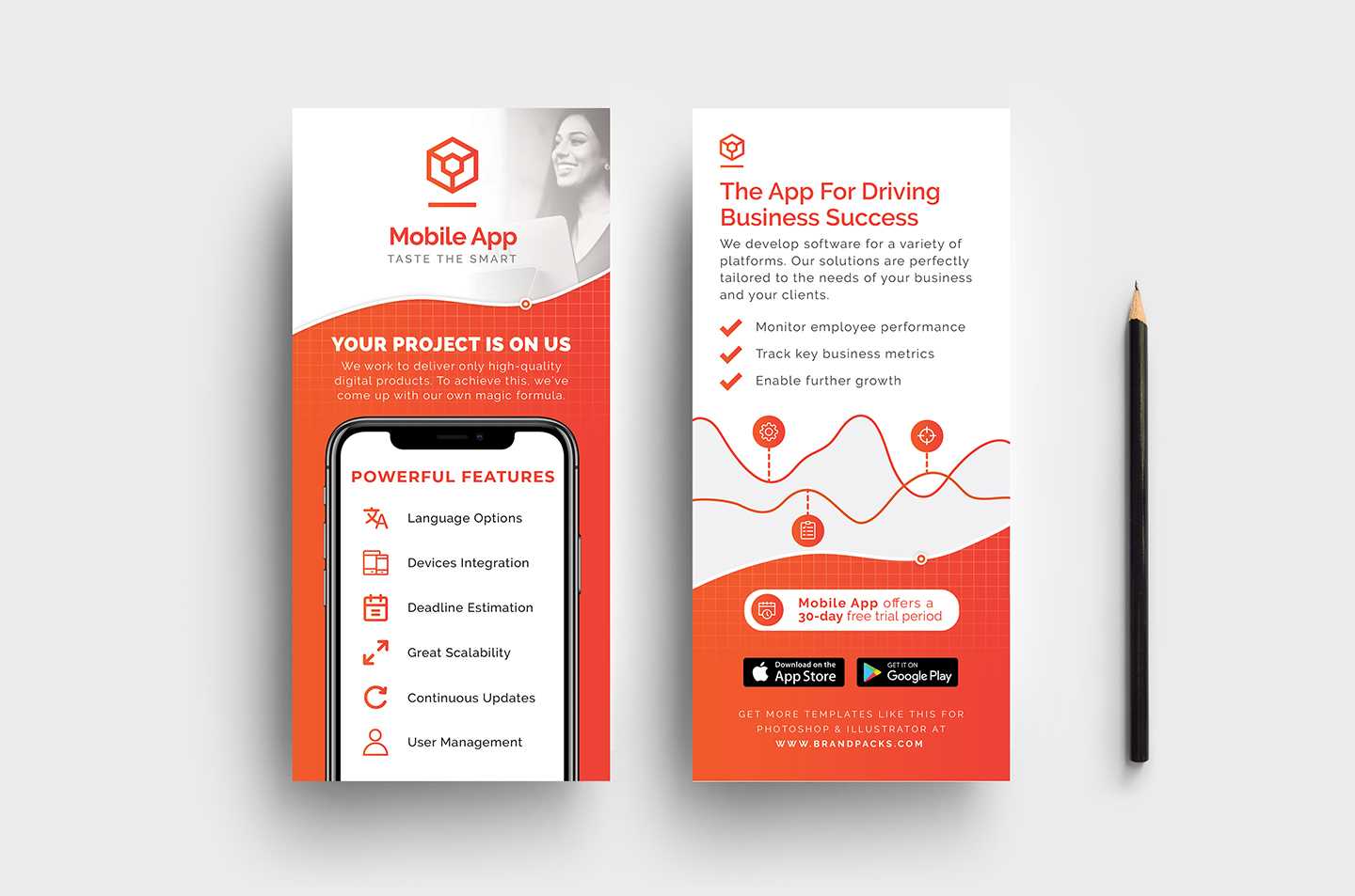 Mobile App Dl Card Template V2 – Psd, Ai, Vector – Brandpacks With Regard To Dl Card Template