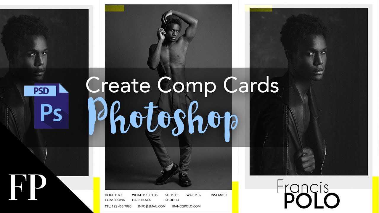 Model Comp Card With Adobe Photoshop + Free Template Inside Comp Card Template Psd