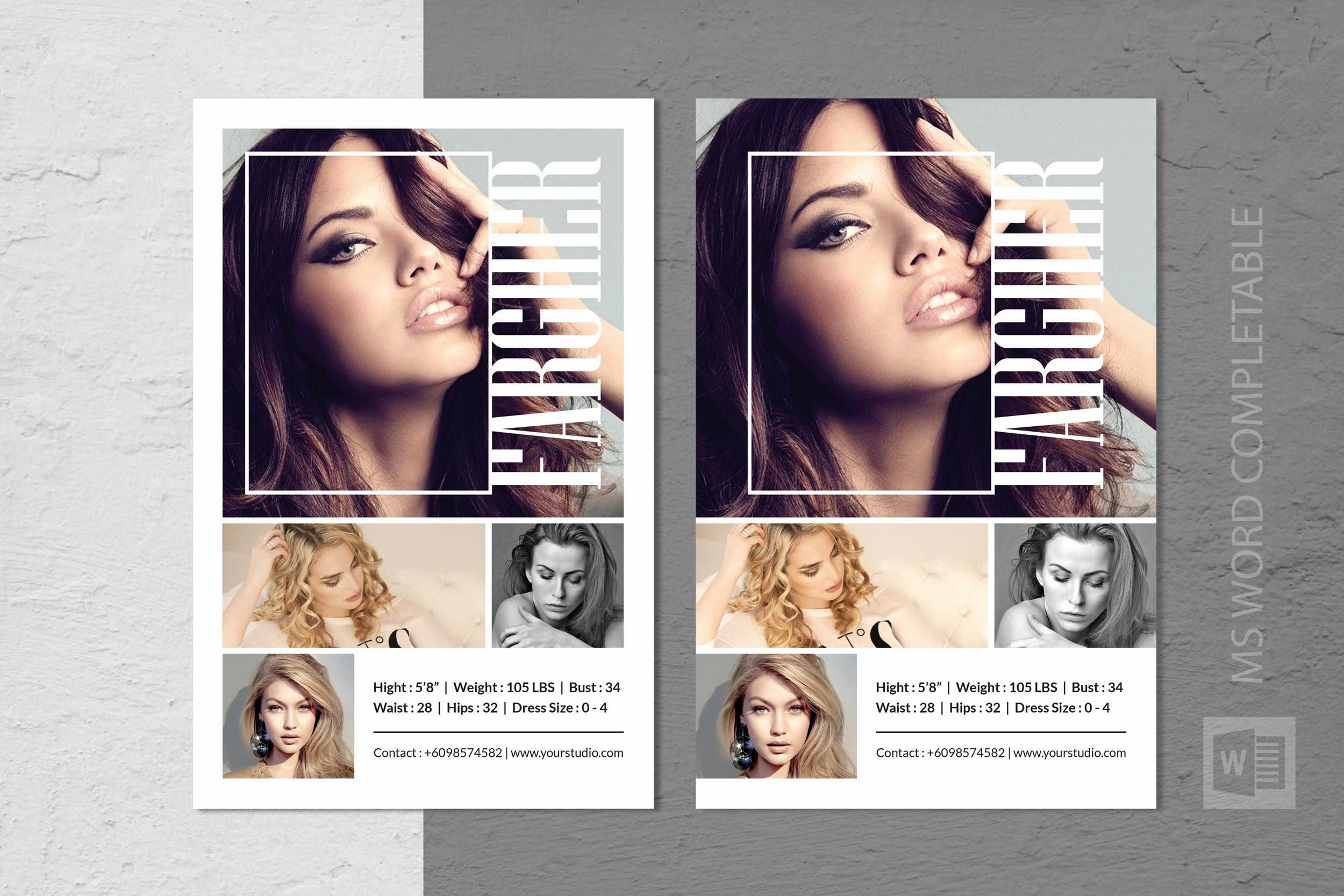 Modeling Comp Card Template In Free Model Comp Card Template Psd